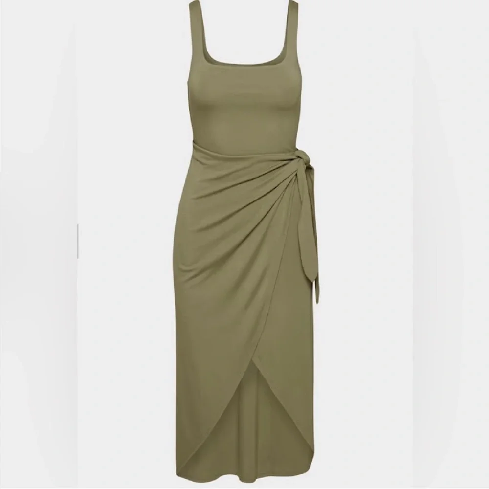 Aritzia Wilfred Olive Green Wrap Dress - Picture 1 of 7